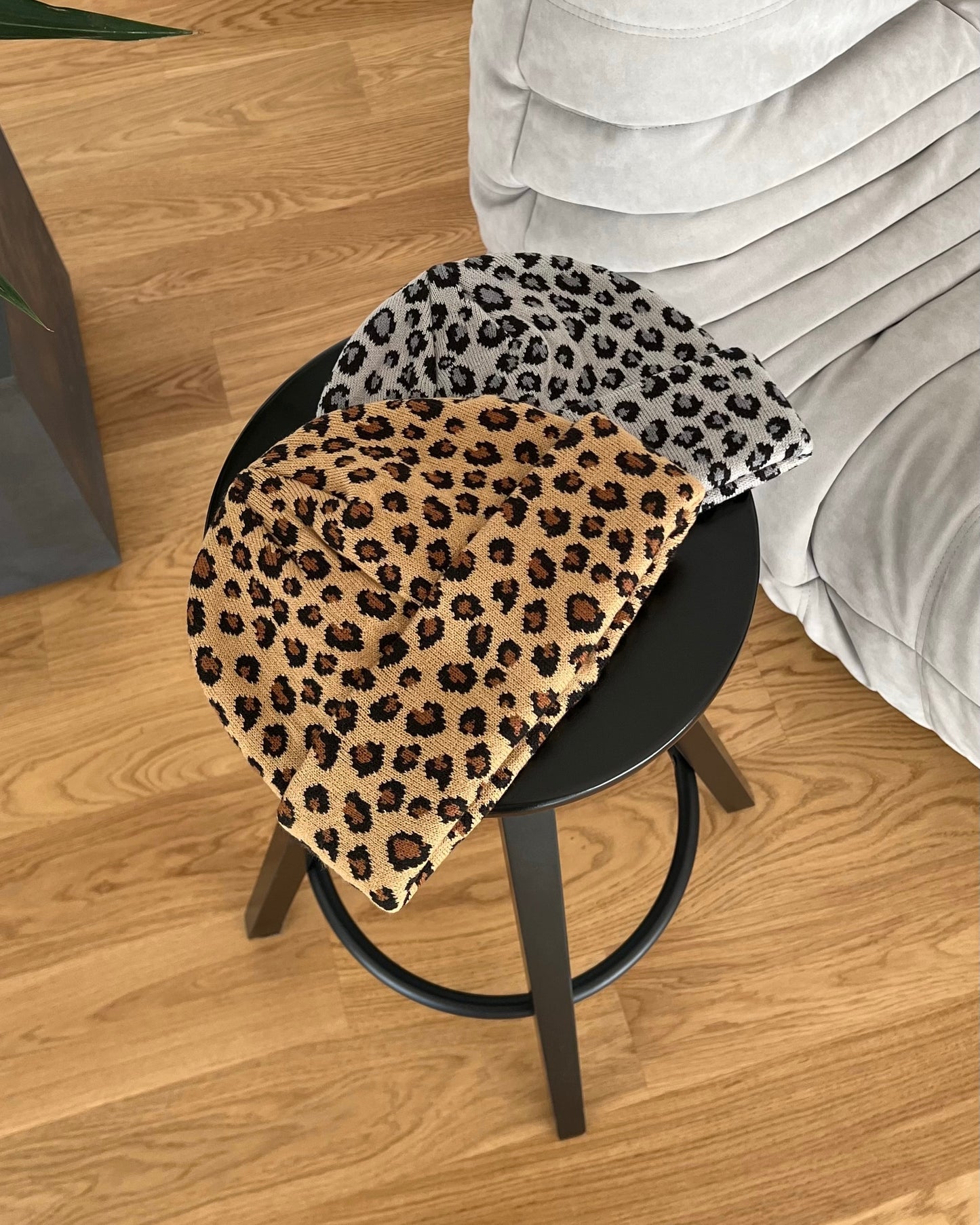 Reaven Beige Leopard Beanie