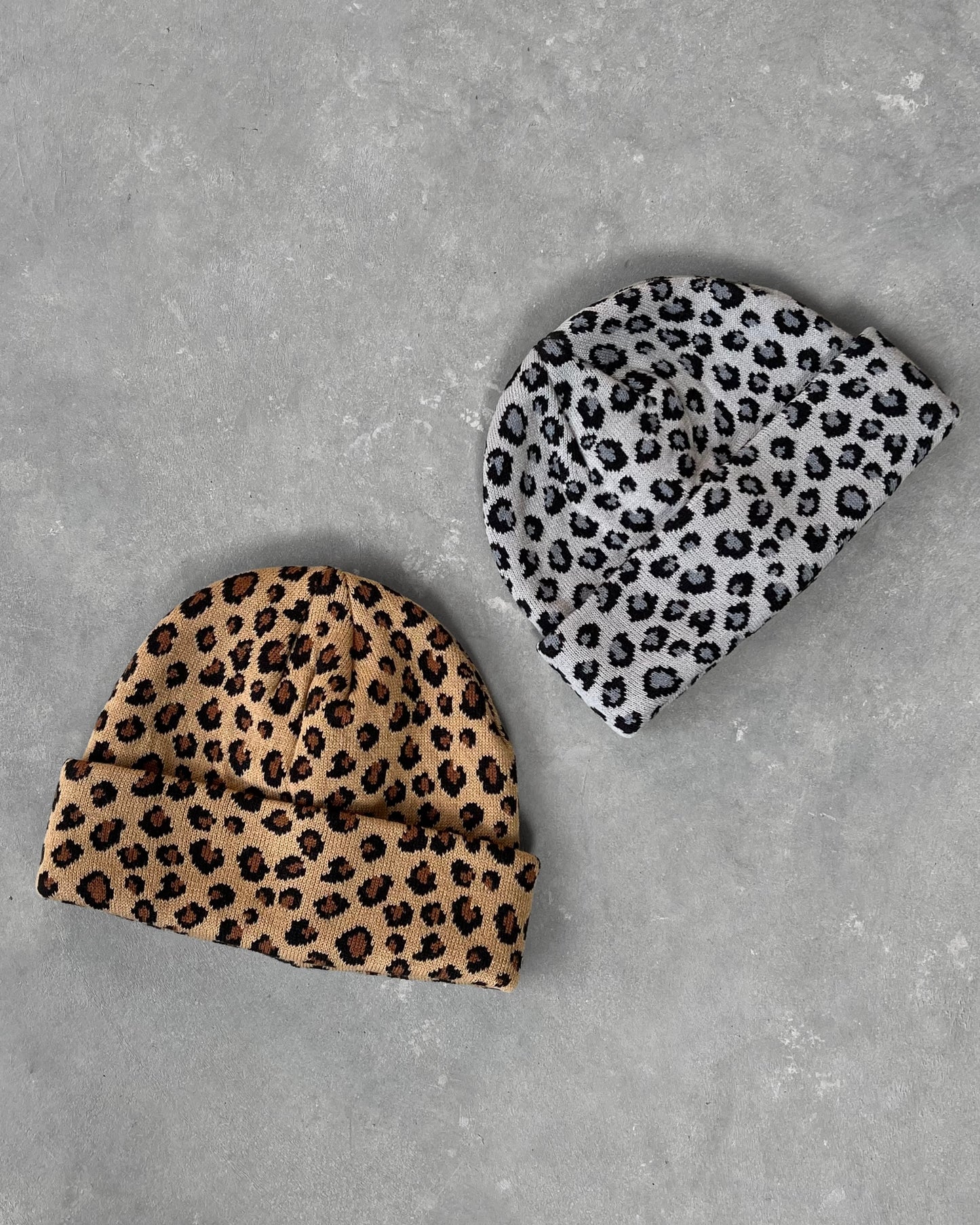 Reaven Grey Leopard Beanie