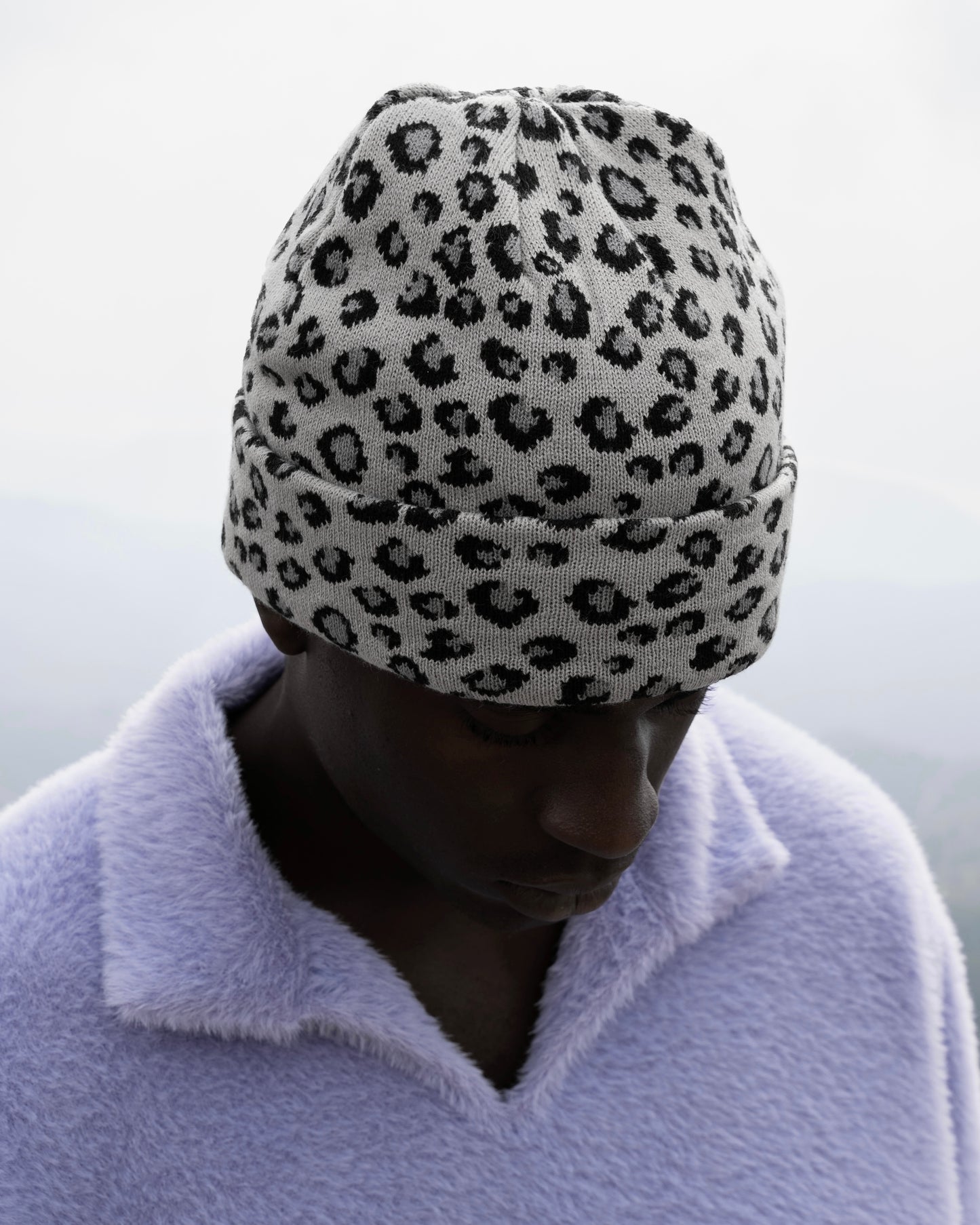 Reaven Grey Leopard Beanie