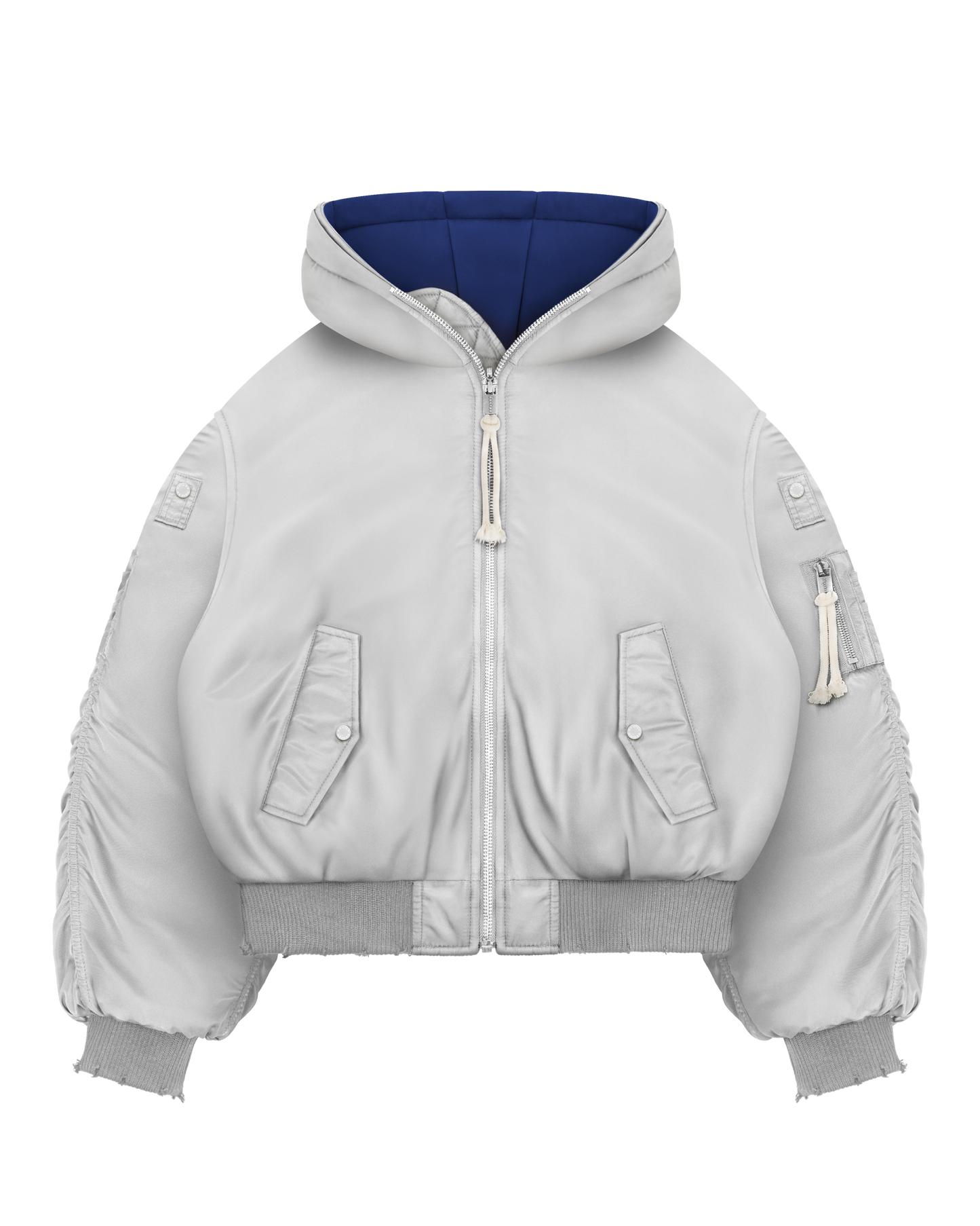 Reaven Grey Fur Bomber Jacket