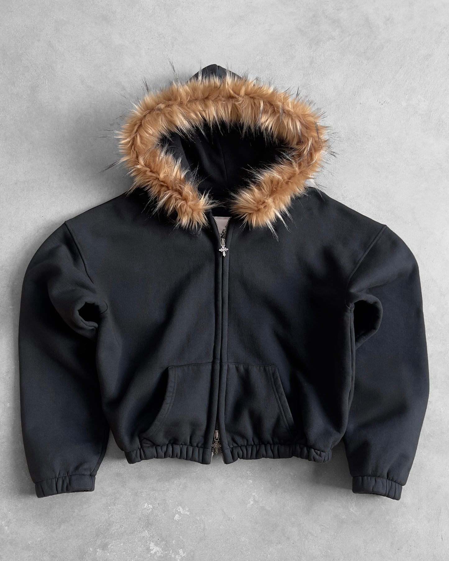 Reaven Black Fur Zip Hoodie