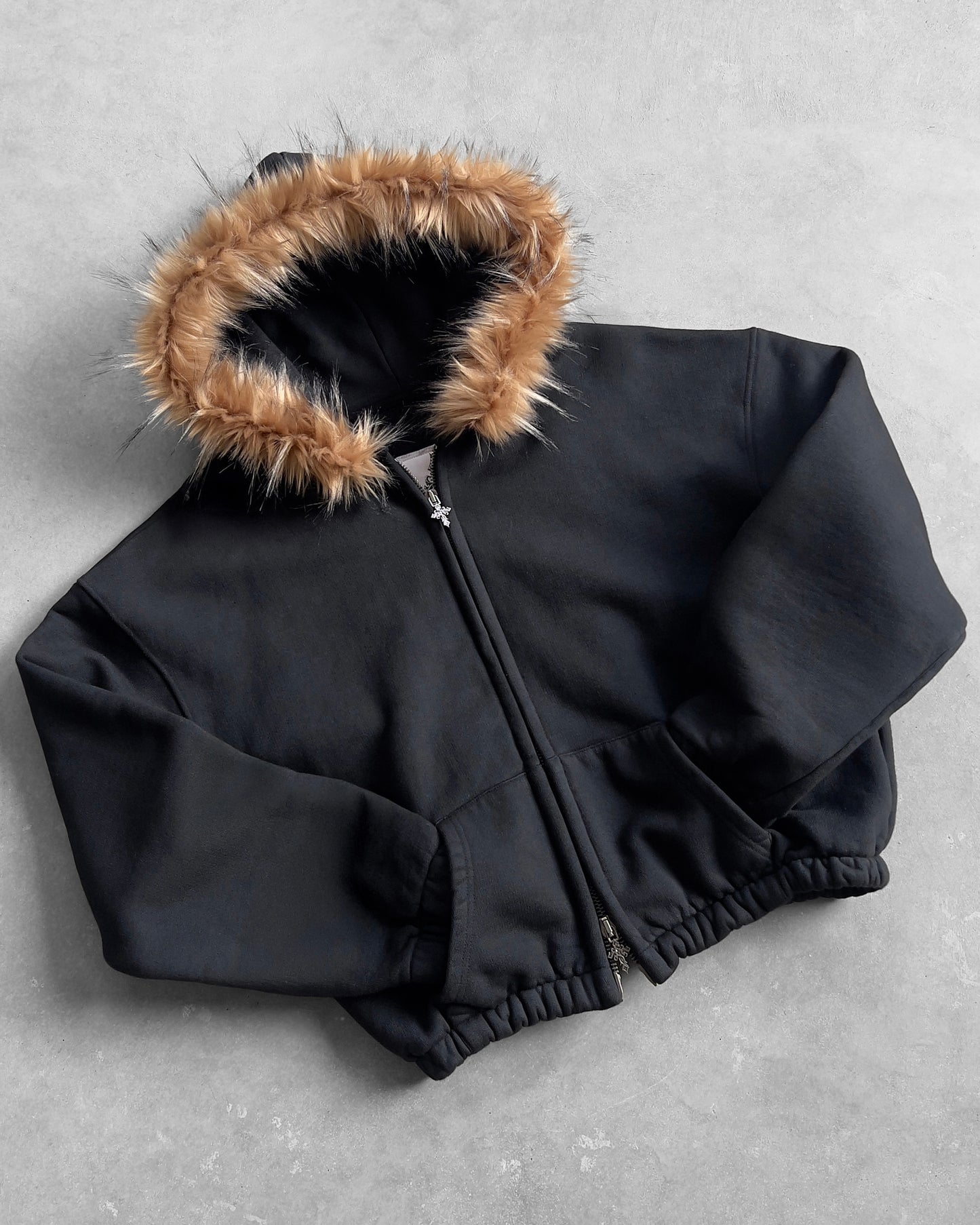 Reaven Black Fur Zip Hoodie
