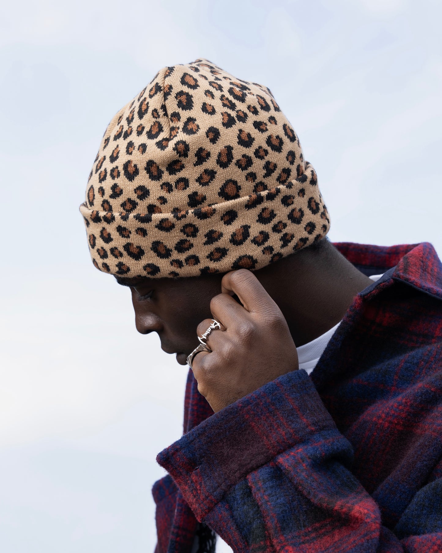 Reaven Beige Leopard Beanie