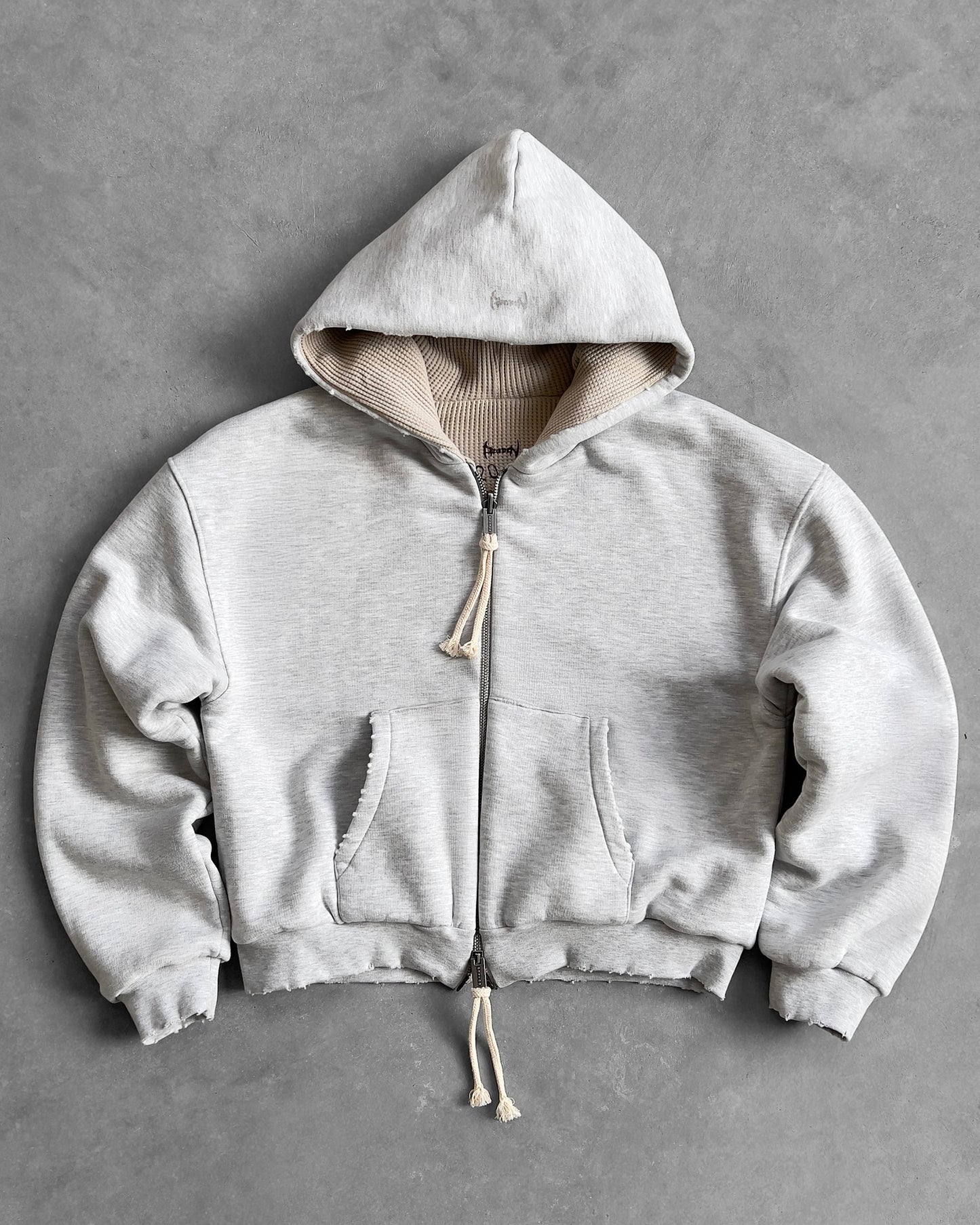 Reaven Heather Grey Thermal Zip Hoodie