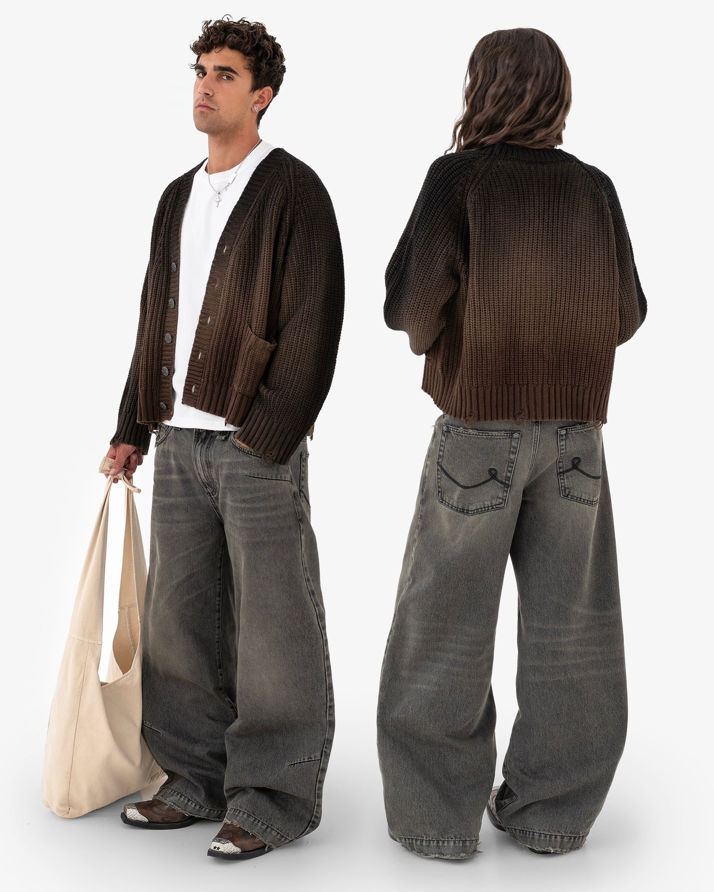 Reaven Brown Sunfaded Cardigan