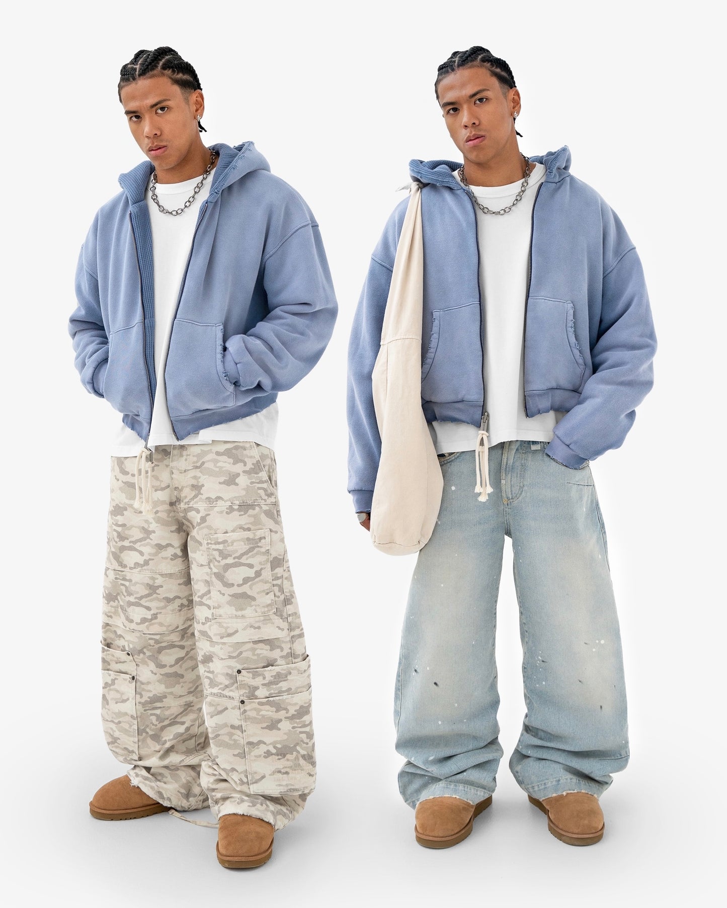Reaven Sky Blue Thermal Zip Hoodie