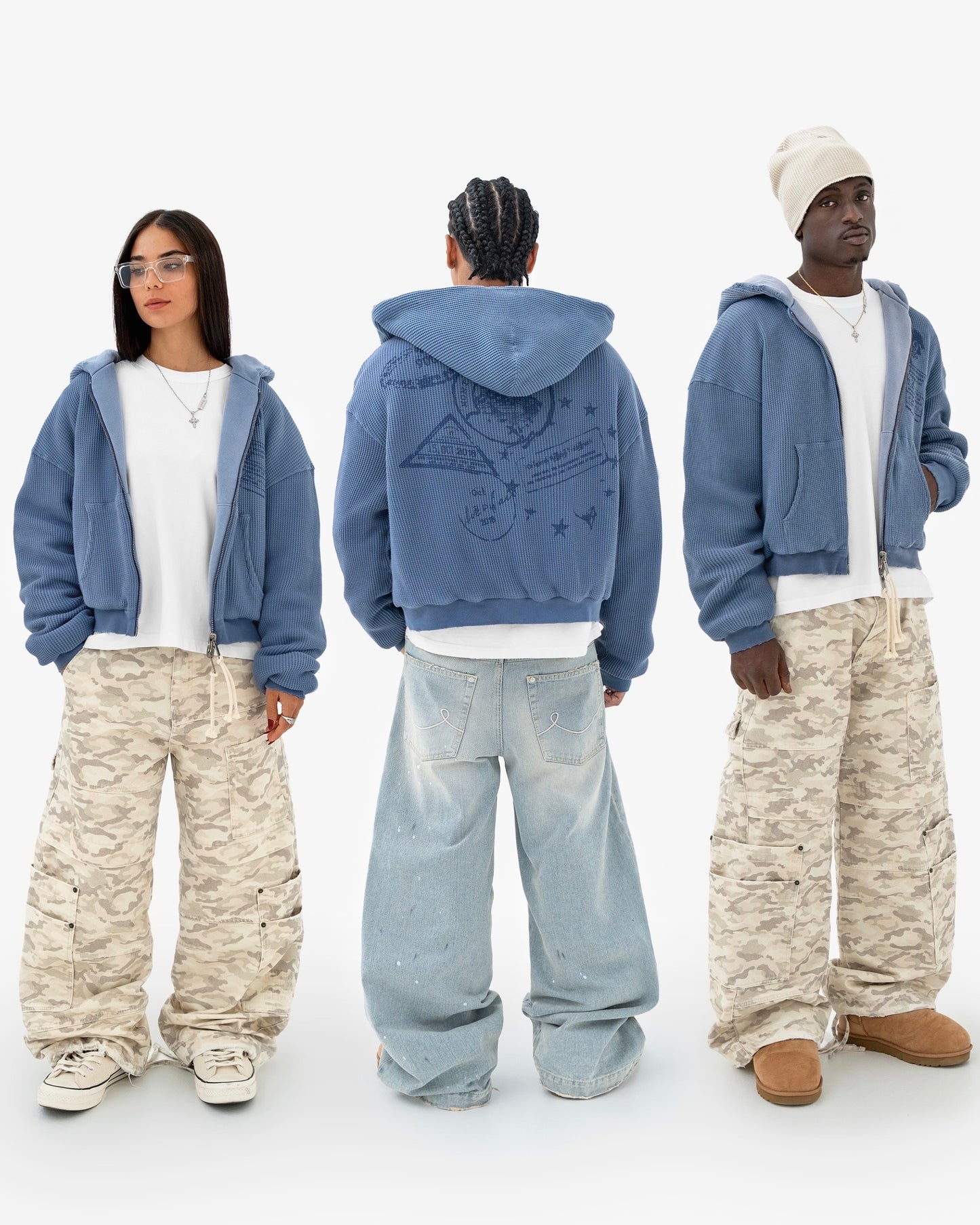 Reaven Sky Blue Thermal Zip Hoodie