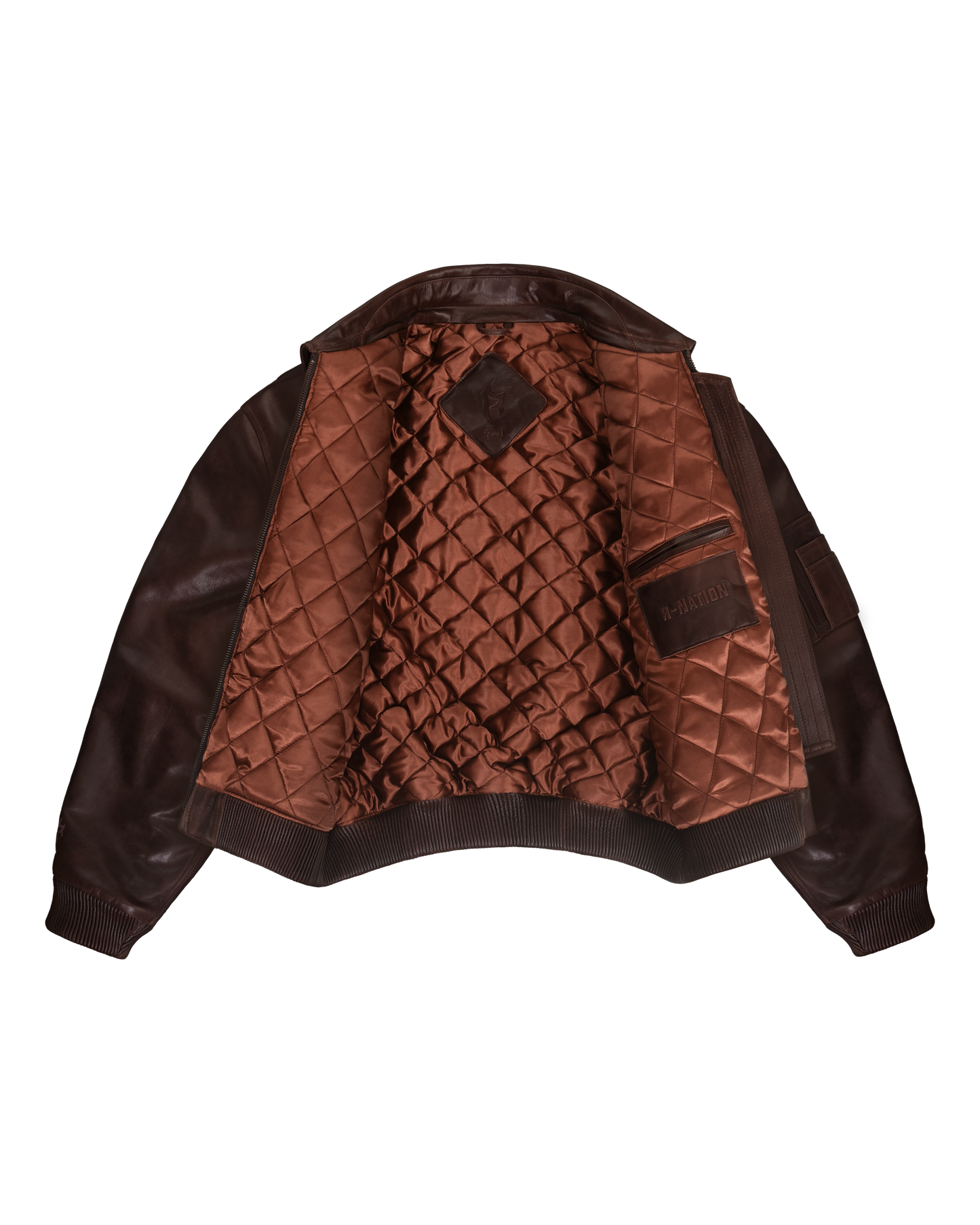 Reaven Vintage Brown R-Nation Leather Bomber Jacket
