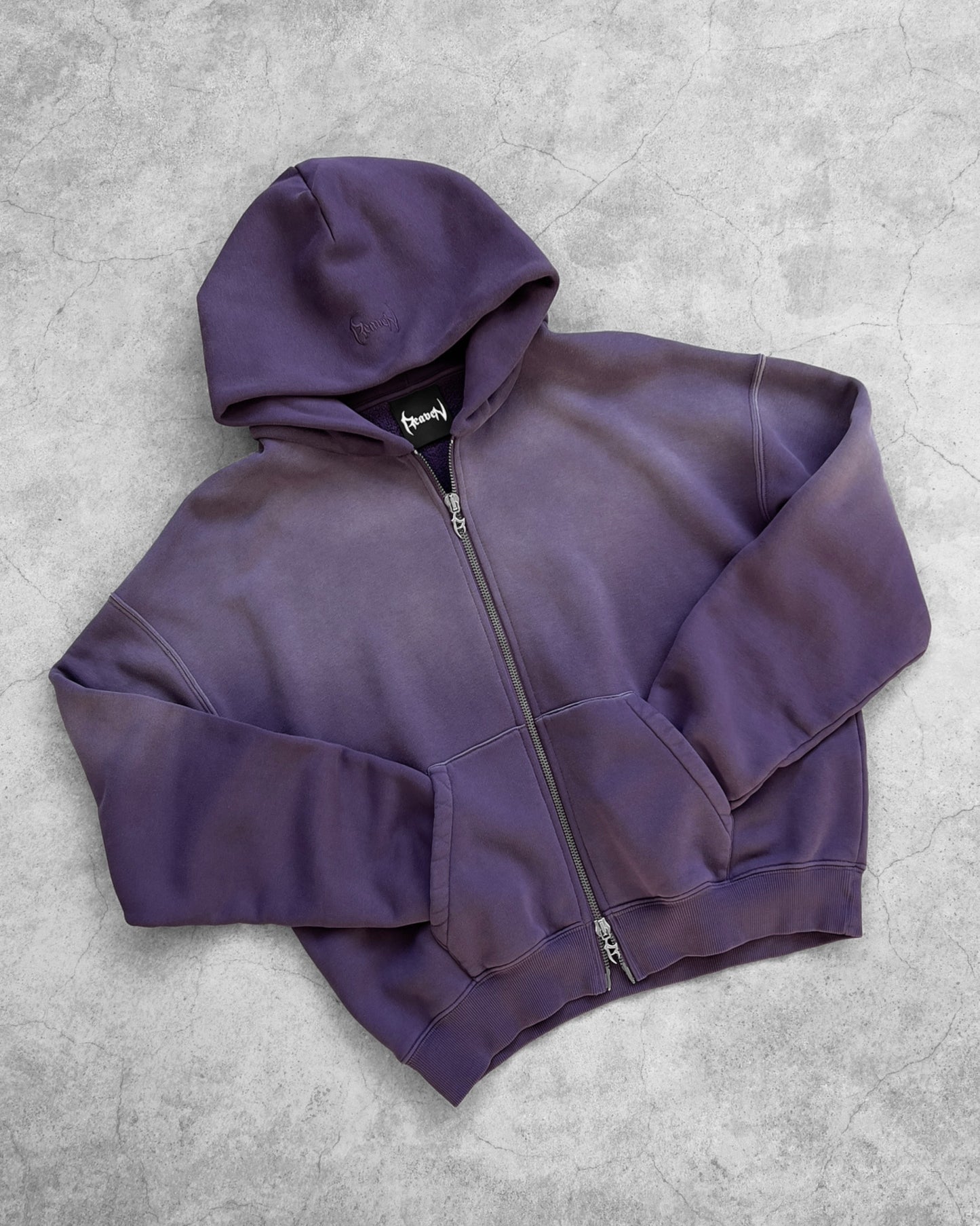 Reaven Purple Sunfaded Zip Hoodie