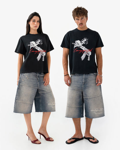 Reaven Black Gun Girl T-Shirt