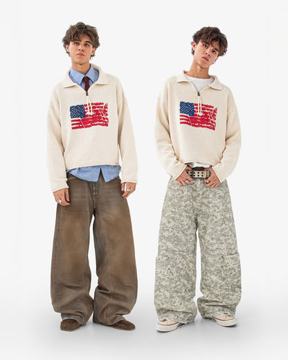 Reaven Cream Riot Half-Zip Polo