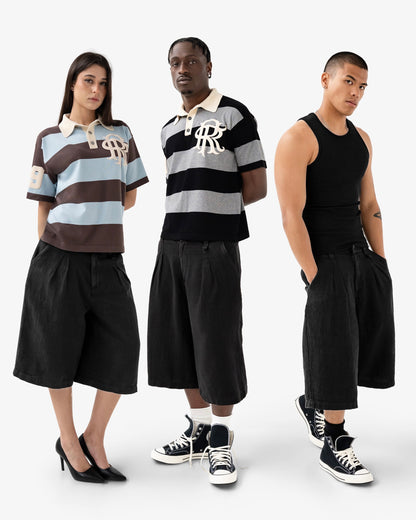 Reaven Black Linen Pleated Jorts