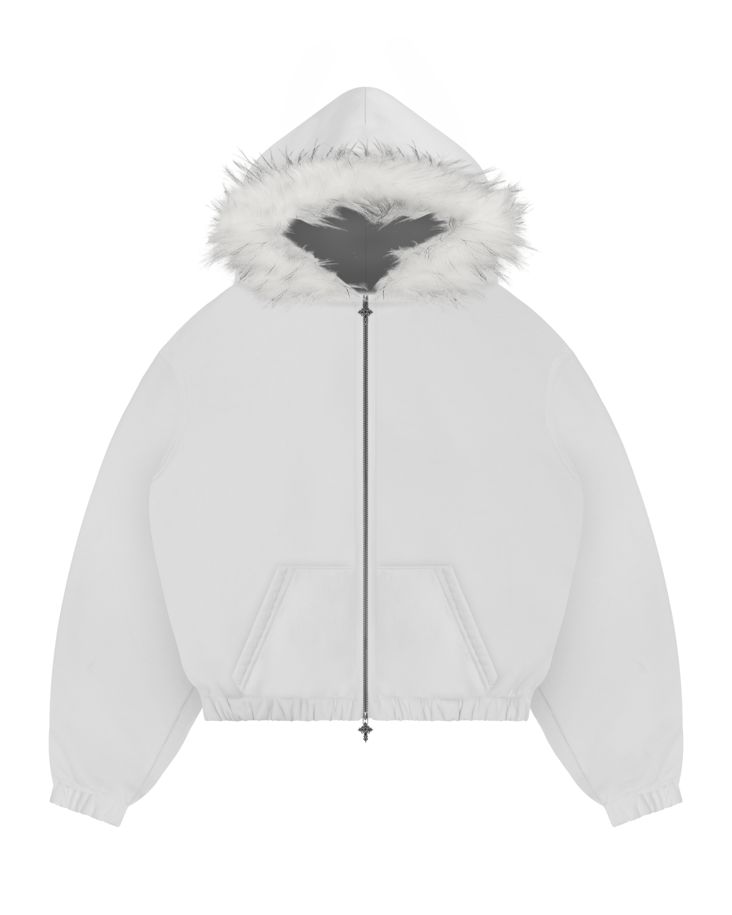 Reaven White Fur Zip Hoodie