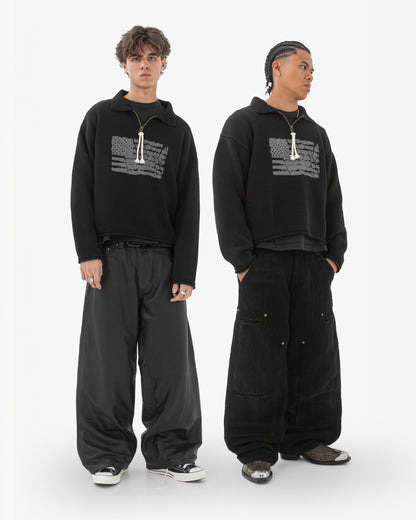 Reaven Black Riot Half-Zip Polo