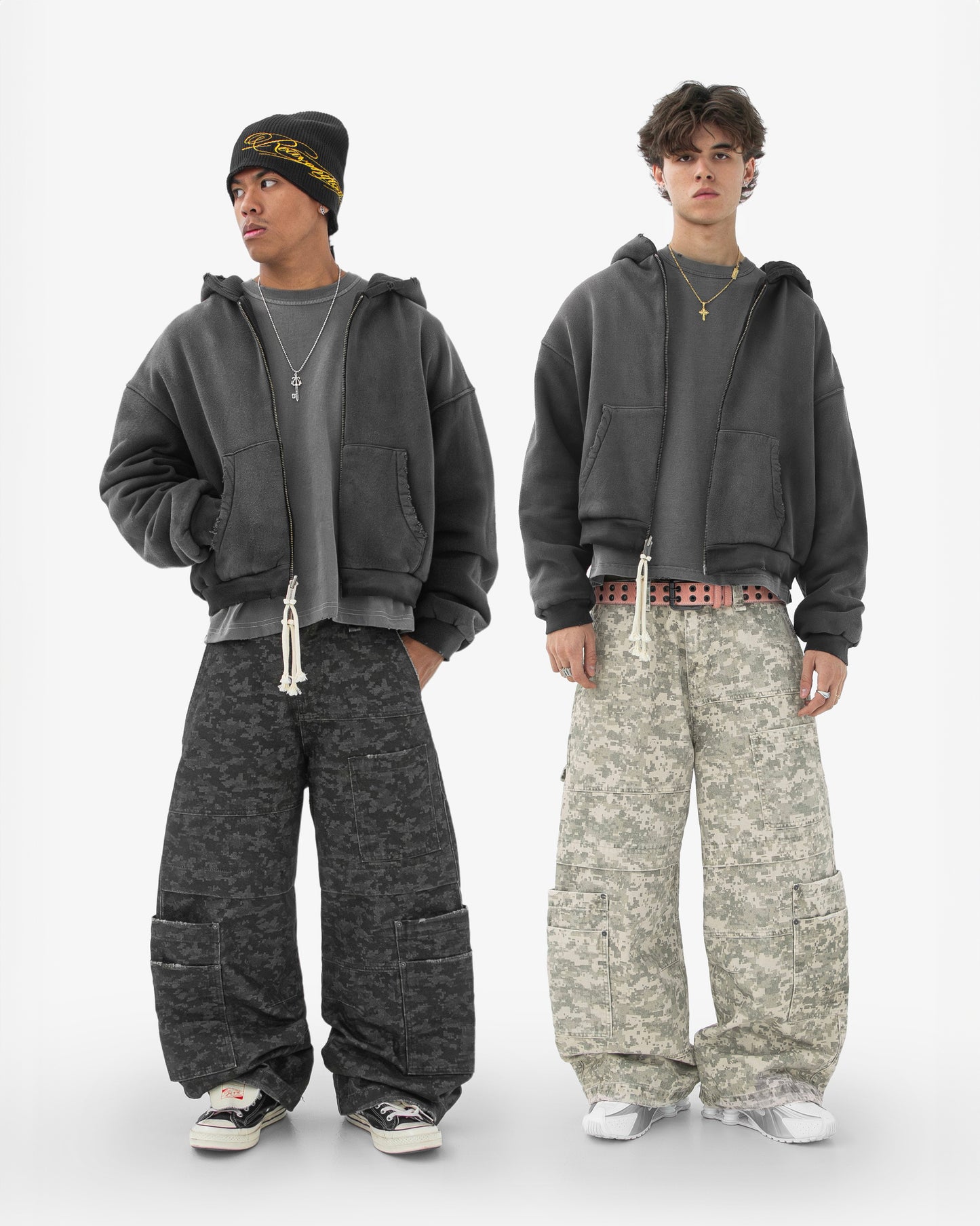 Reaven Washed Black Thermal Zip Hoodie