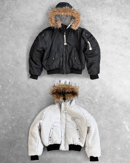 Reaven Black Fur Bomber Jacket