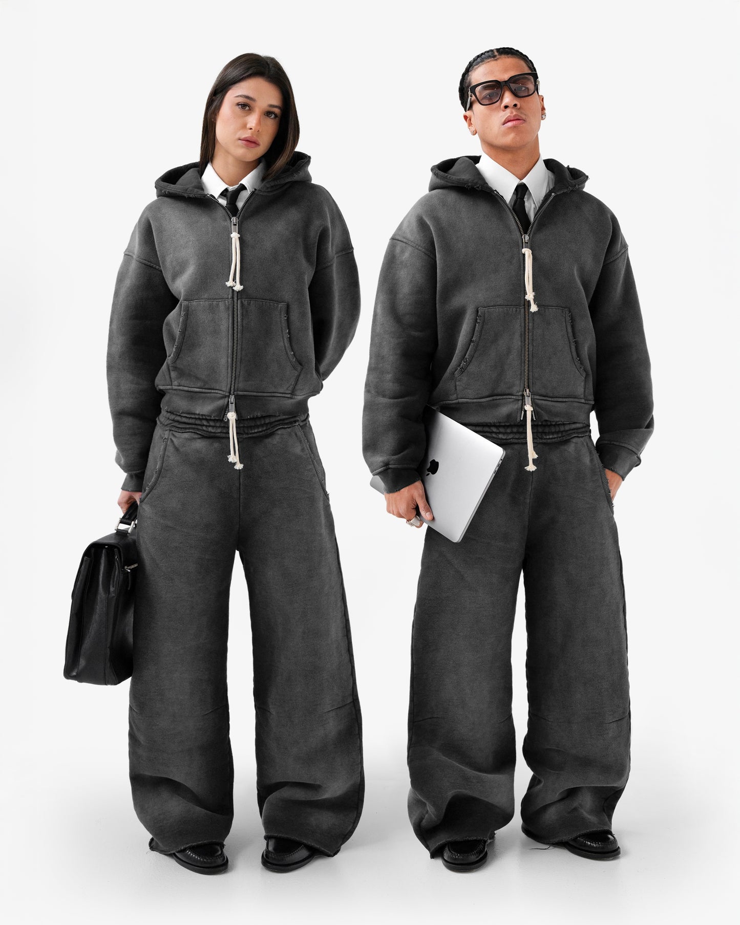 Reaven Washed Black Zip Hoodie