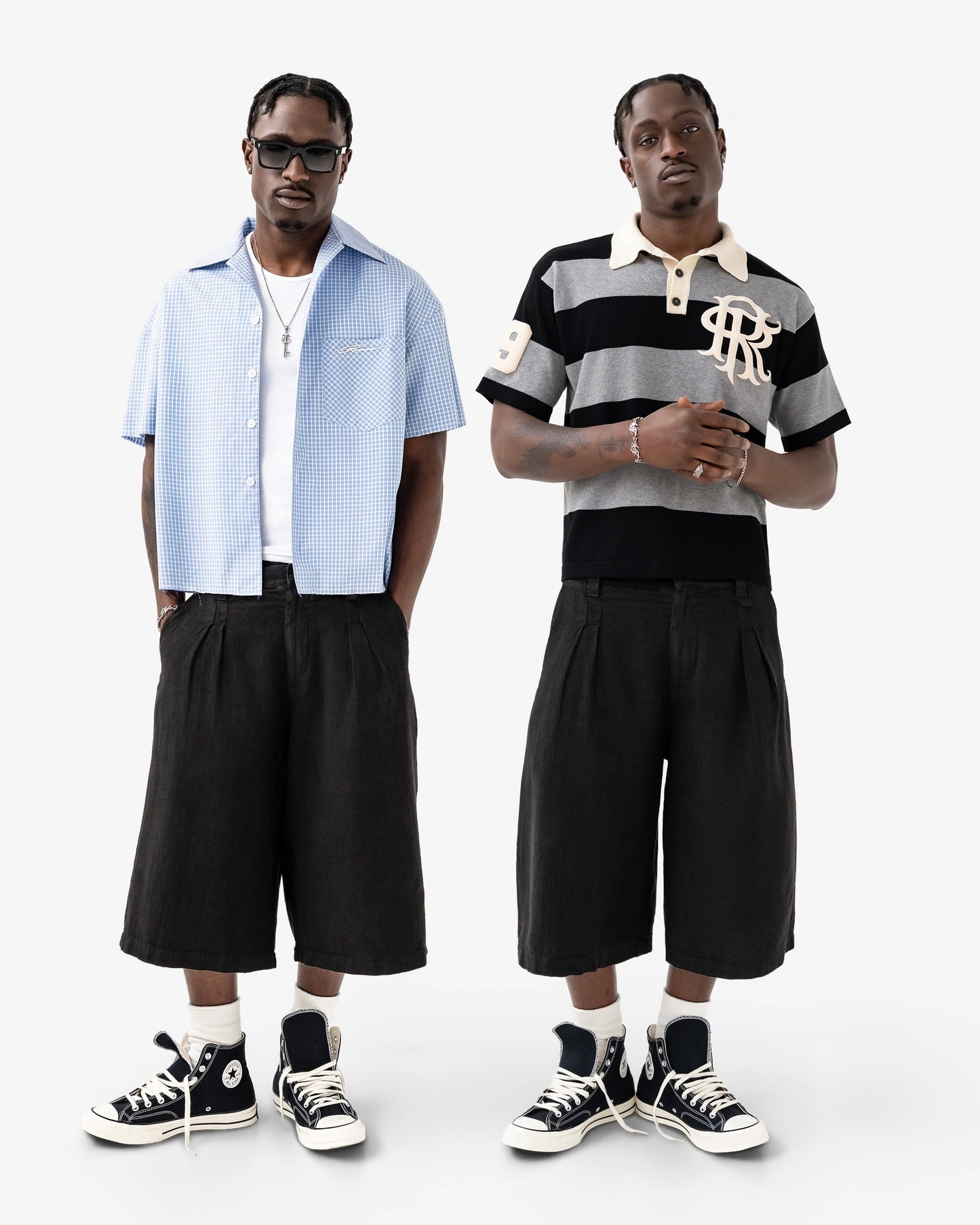Reaven Black Linen Pleated Jorts