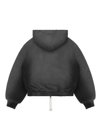 Reaven Washed Black Thermal Zip Hoodie