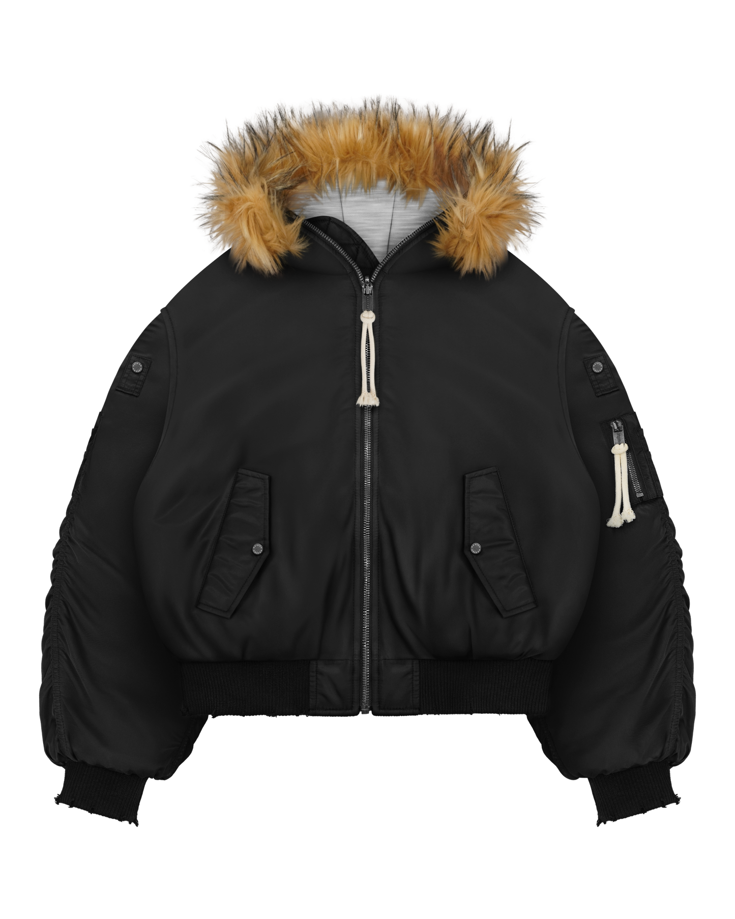 Reaven Black Fur Bomber Jacket