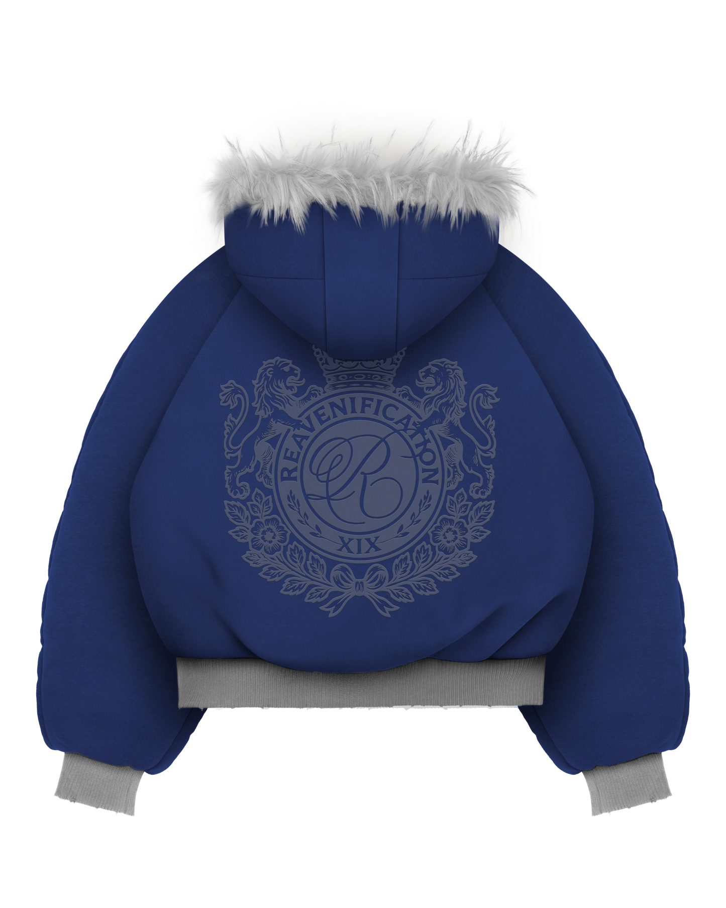 Reaven Grey Fur Bomber Jacket