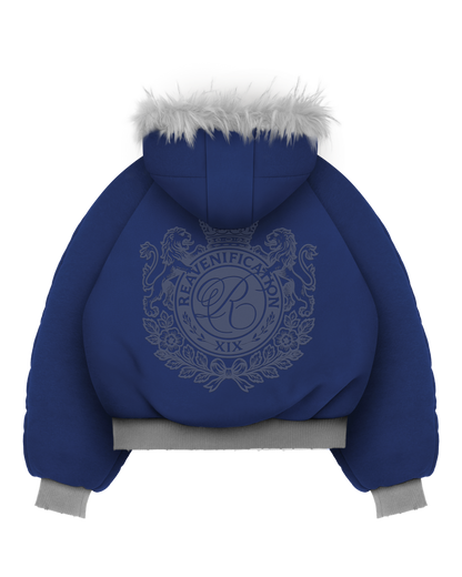 Reaven Grey Fur Bomber Jacket