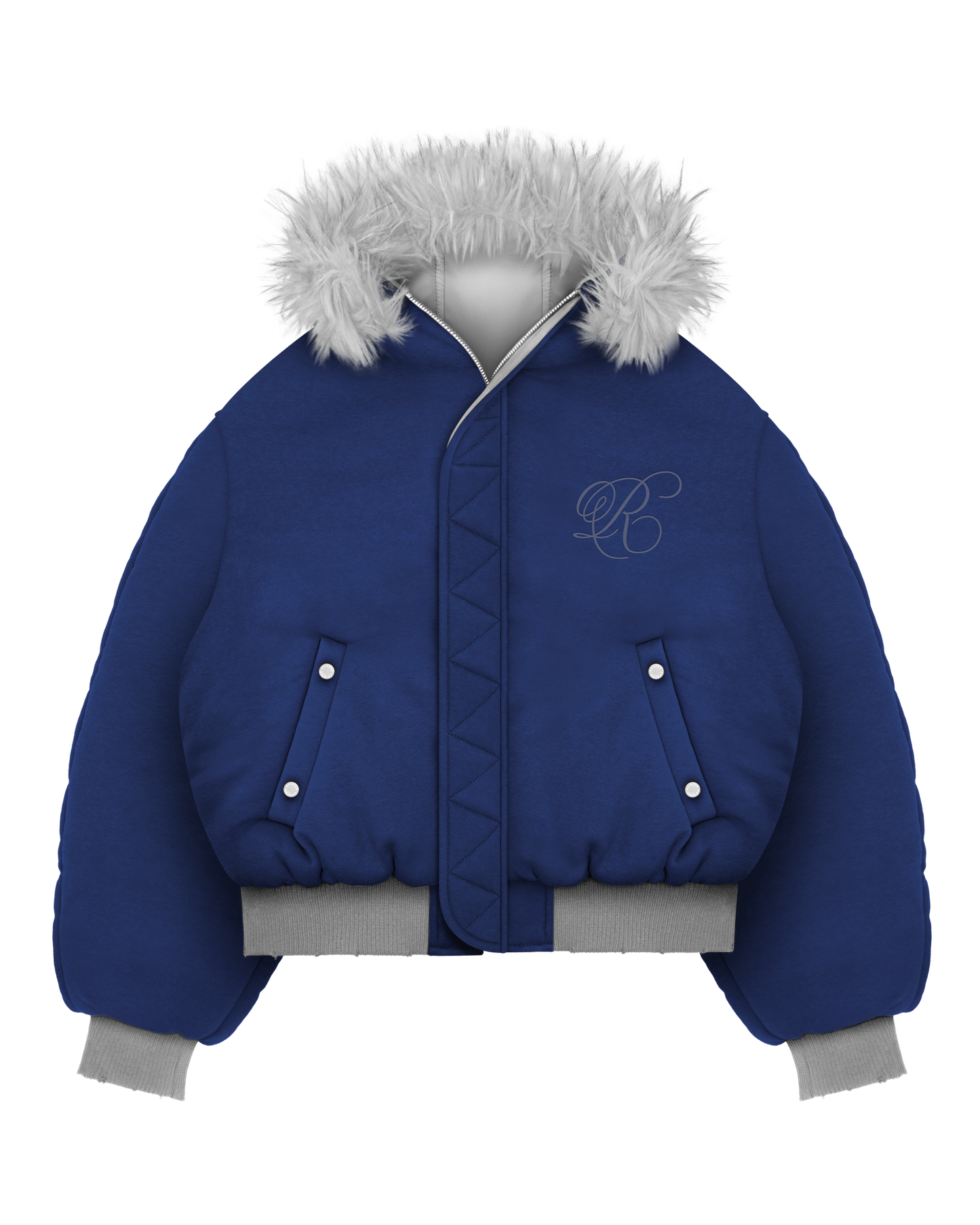 Reaven Grey Fur Bomber Jacket