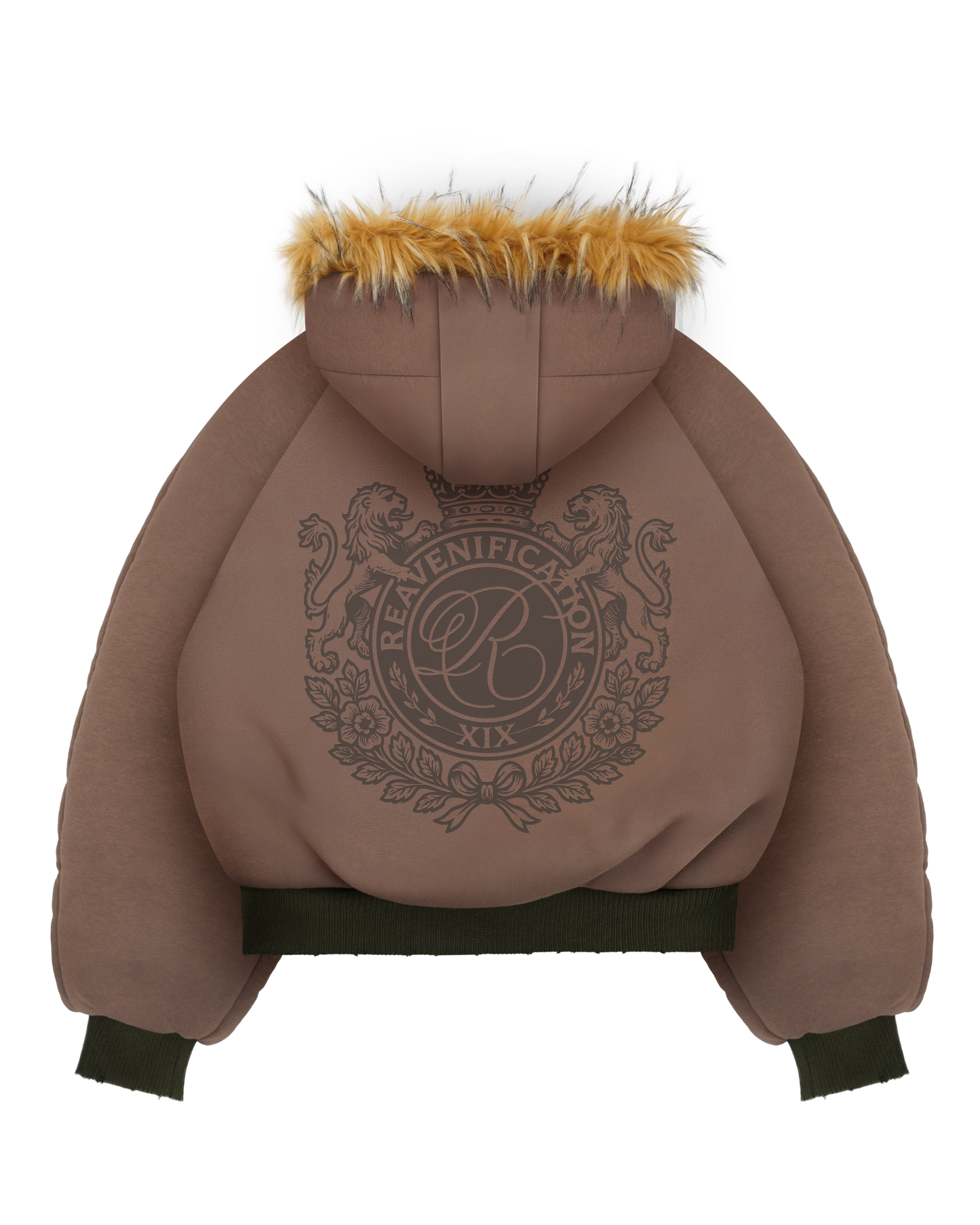 Reaven Olive Fur Bomber Jacket