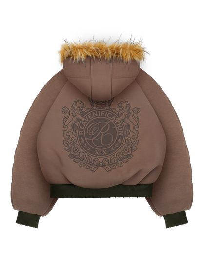 Reaven Olive Fur Bomber Jacket