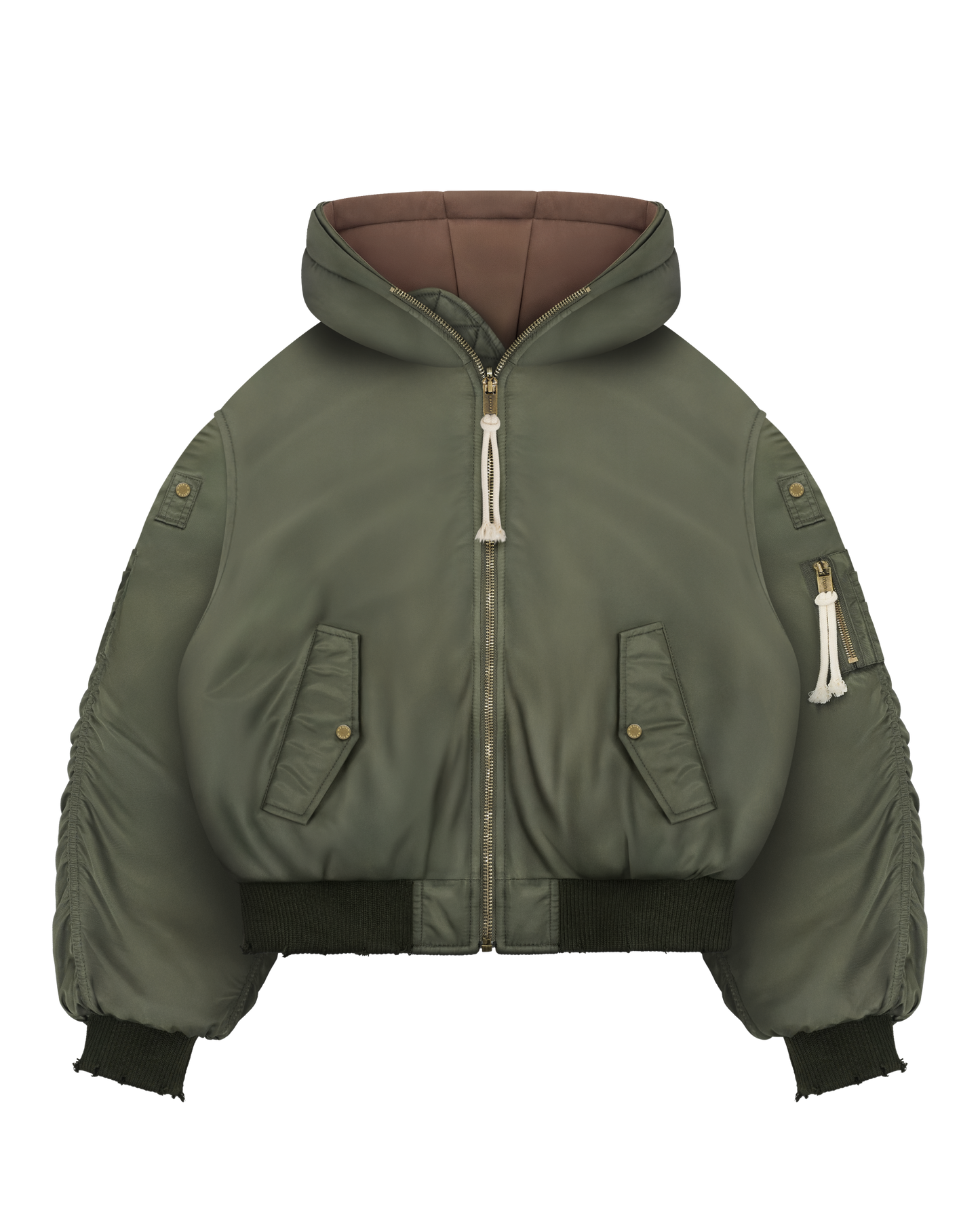 Reaven Olive Fur Bomber Jacket