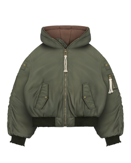 Reaven Olive Fur Bomber Jacket