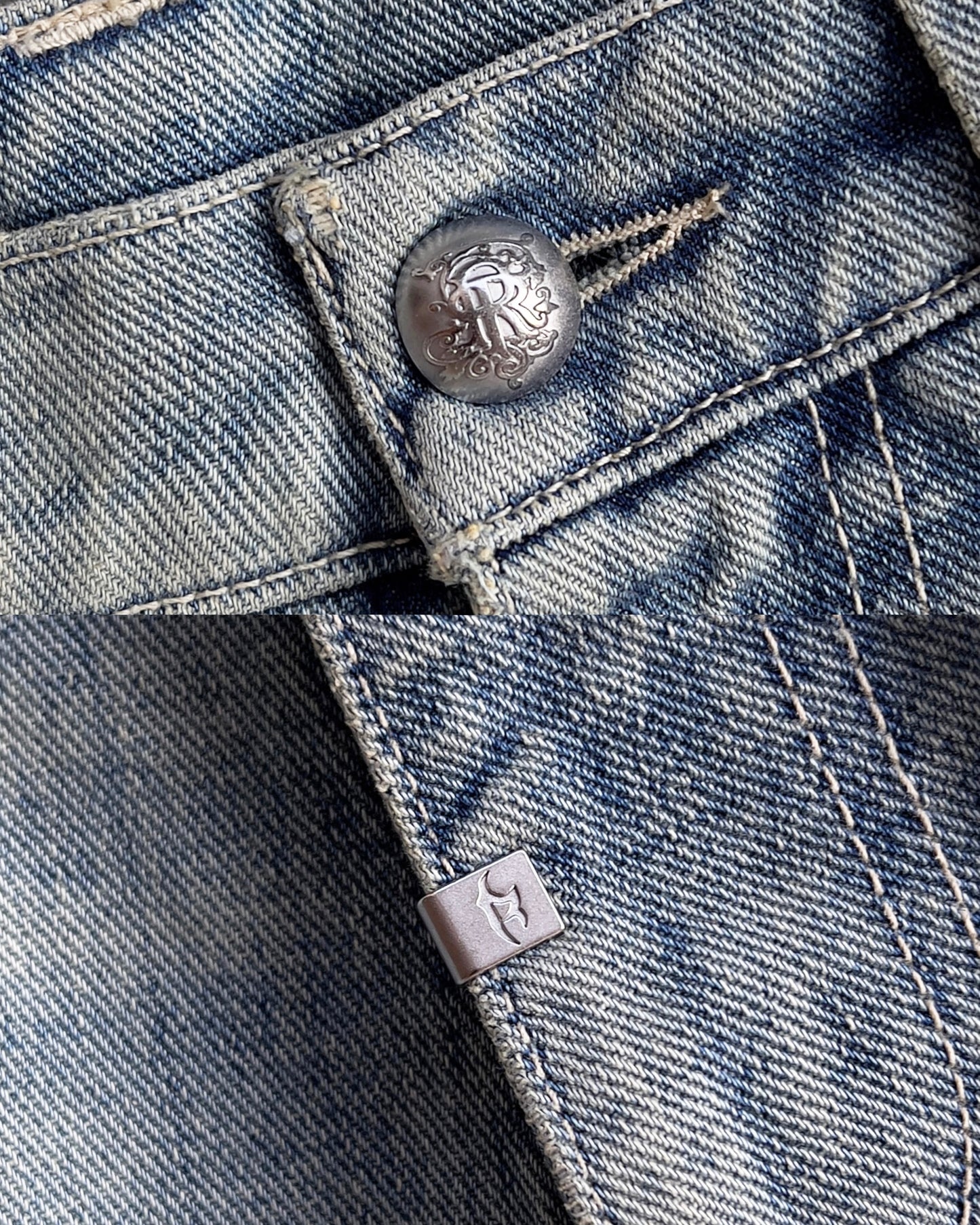 Reaven Aged Blue Stamp Jorts