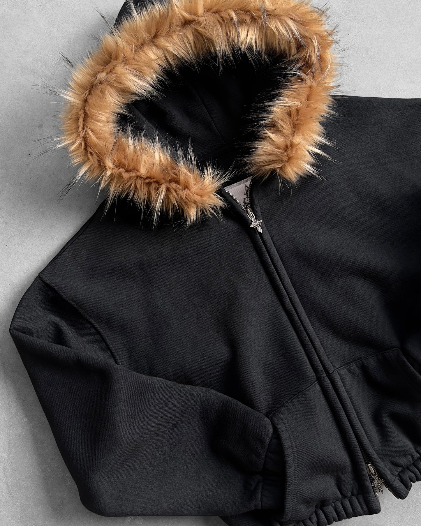 Reaven Black Fur Zip Hoodie