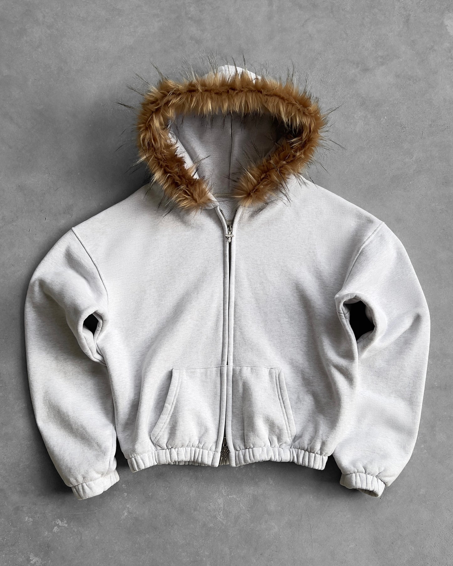 Reaven Grey Fur Zip Hoodie
