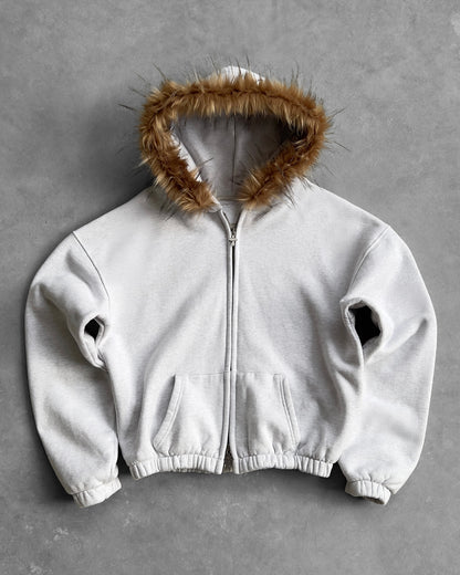 Reaven Grey Fur Zip Hoodie