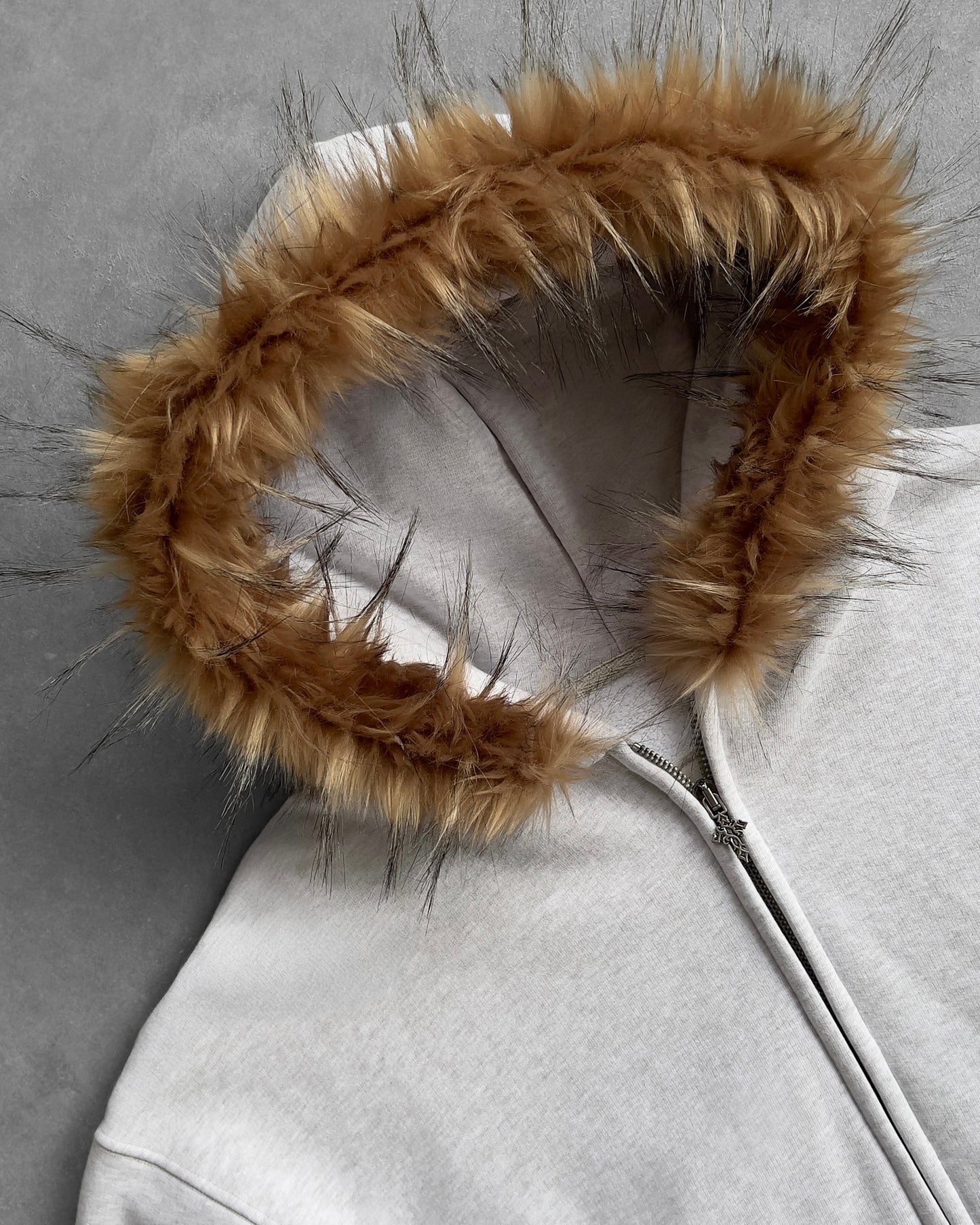Reaven Grey Fur Zip Hoodie
