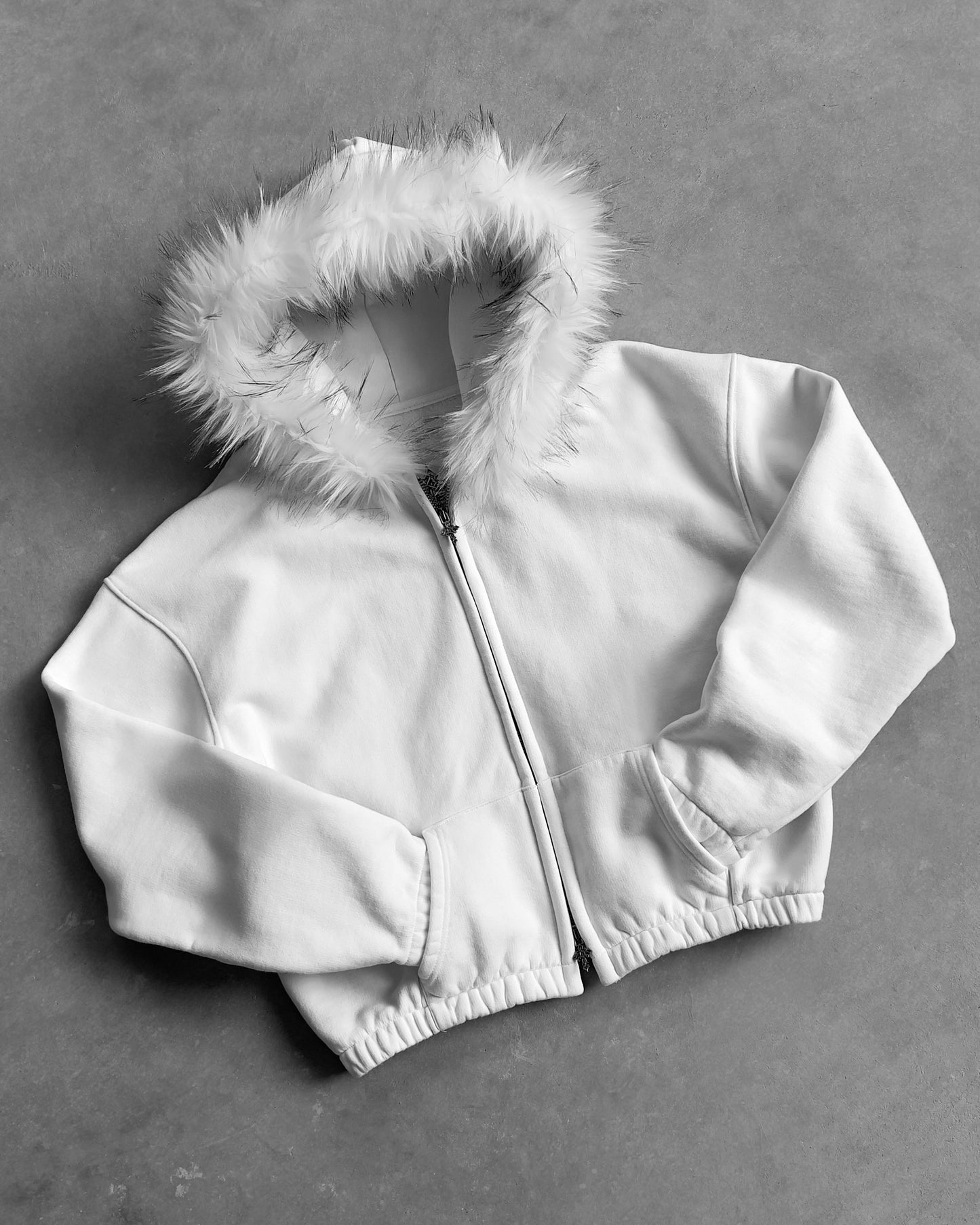 Reaven White Fur Zip Hoodie