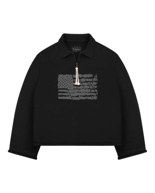 Reaven Black Riot Half-Zip Polo