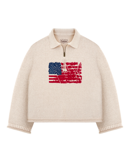 Reaven Cream Riot Half-Zip Polo