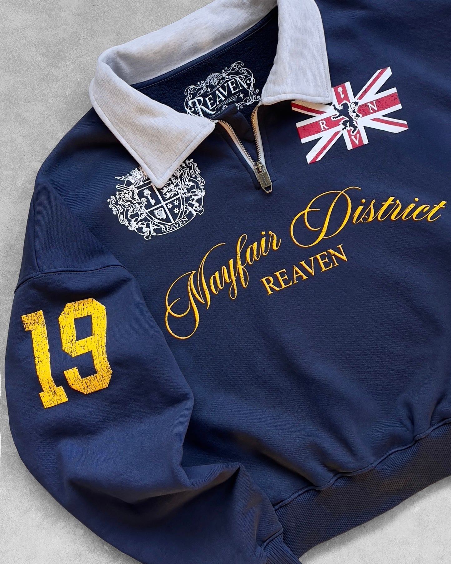 Reaven Navy Mayfair Half-Zip Polo