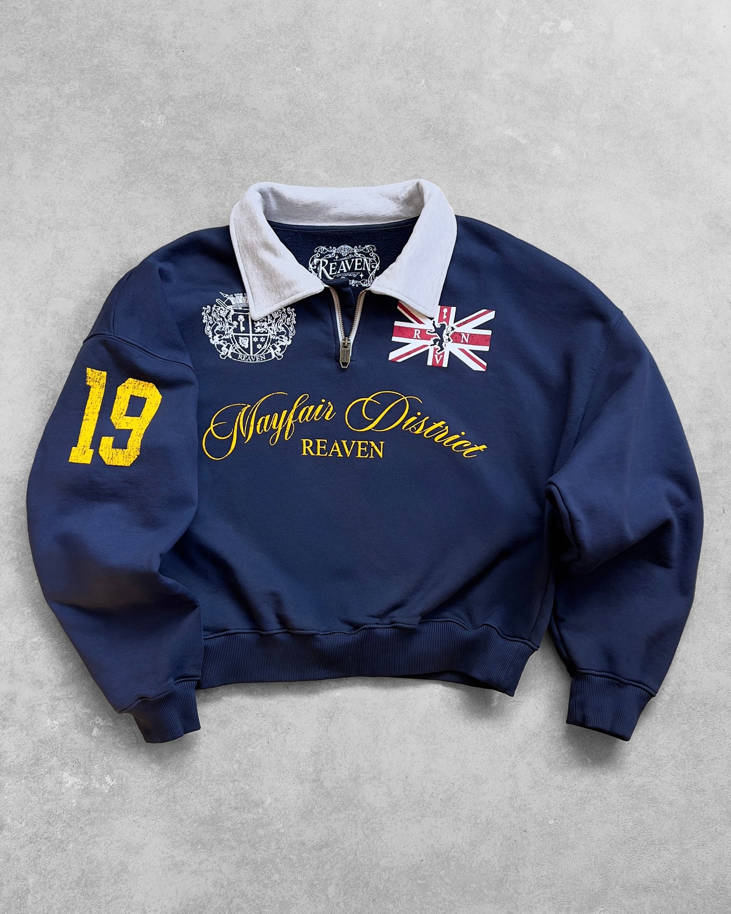 Reaven Navy Mayfair Half-Zip Polo