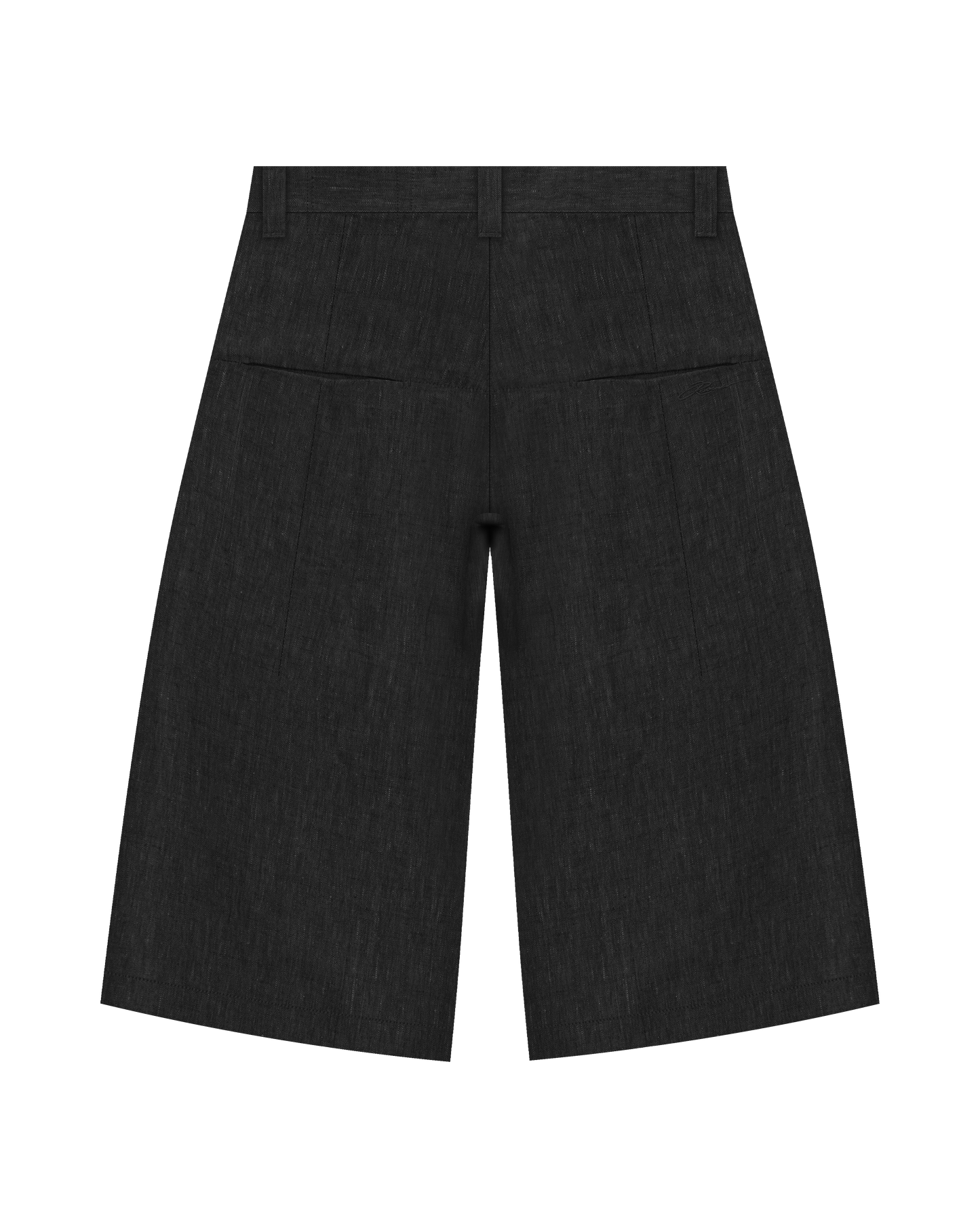 Reaven Black Linen Pleated Jorts