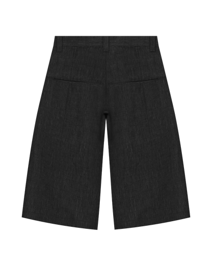 Reaven Black Linen Pleated Jorts