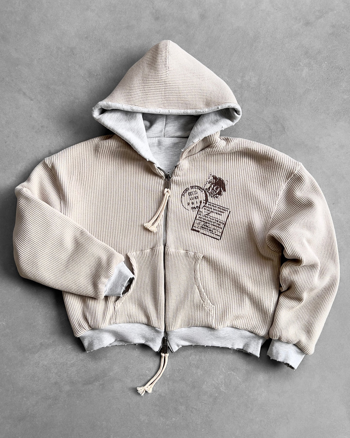 Reaven Heather Grey Thermal Zip Hoodie