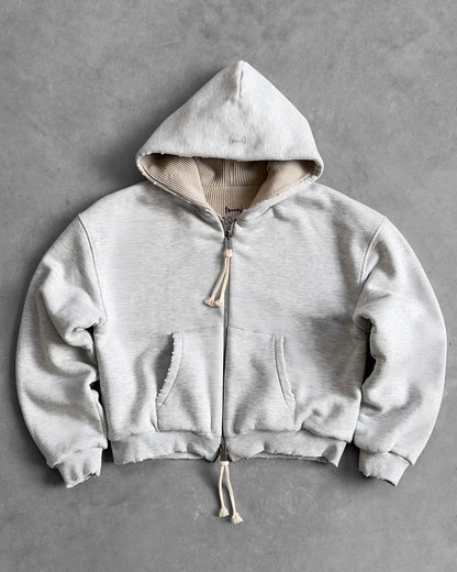 Reaven Heather Grey Thermal Zip Hoodie
