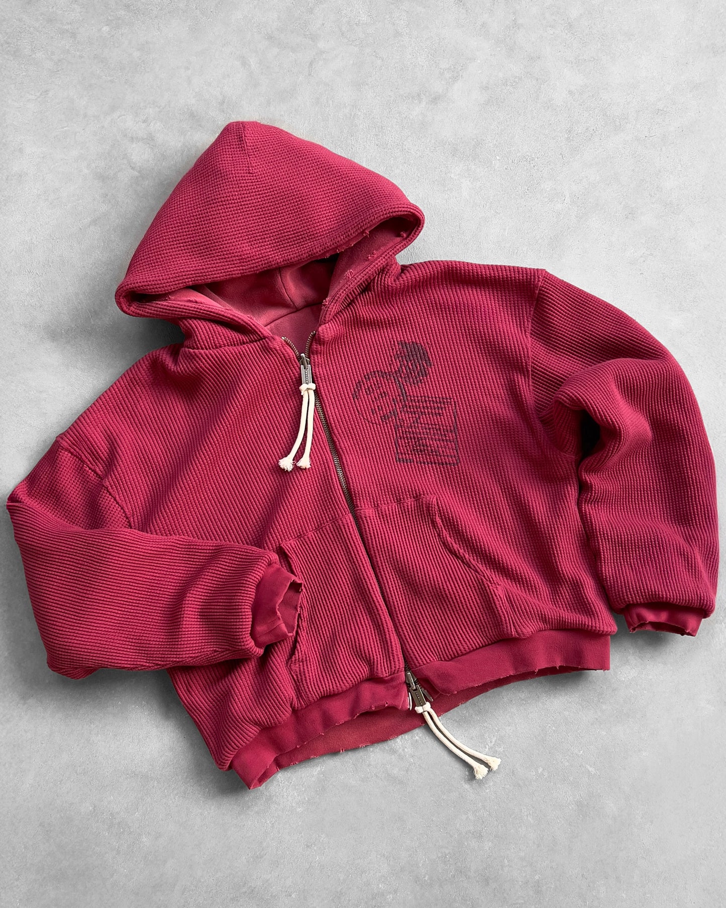 Reaven Coral Red Thermal Zip Hoodie