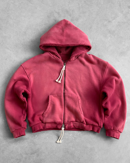 Reaven Coral Red Thermal Zip Hoodie