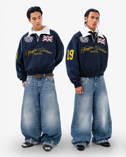 Reaven Navy Mayfair Half-Zip Polo