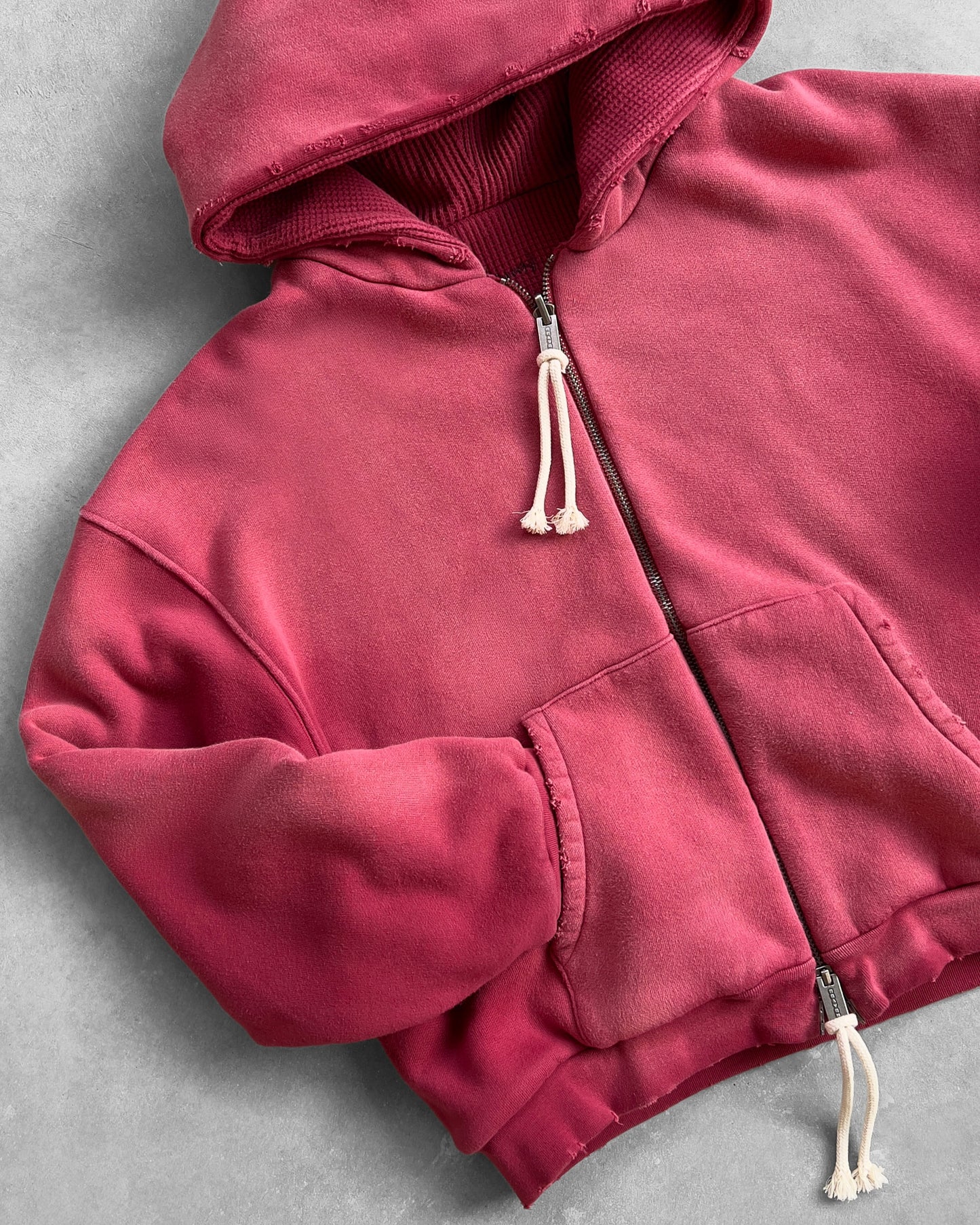 Reaven Coral Red Thermal Zip Hoodie
