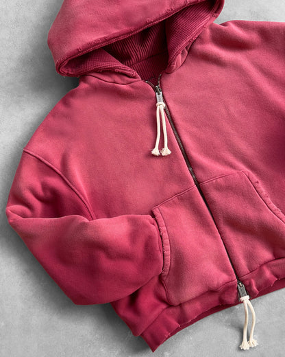 Reaven Coral Red Thermal Zip Hoodie